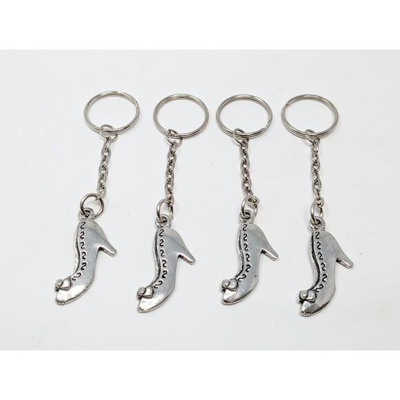 Silver-Tone Shoe Pump High Heel Shaped Key Rings Fob Chain Lot of 4 - Picture 1 of 1
